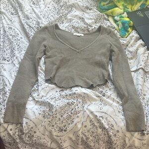 La Hearts Sage V-Neck Crop Top